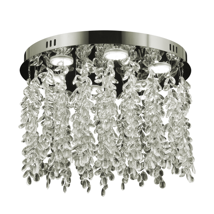 Lustre LED en cristal LLC210/400CH rond, 22 W, lumière froide/chaude/neutre, cristal, chrome brillant