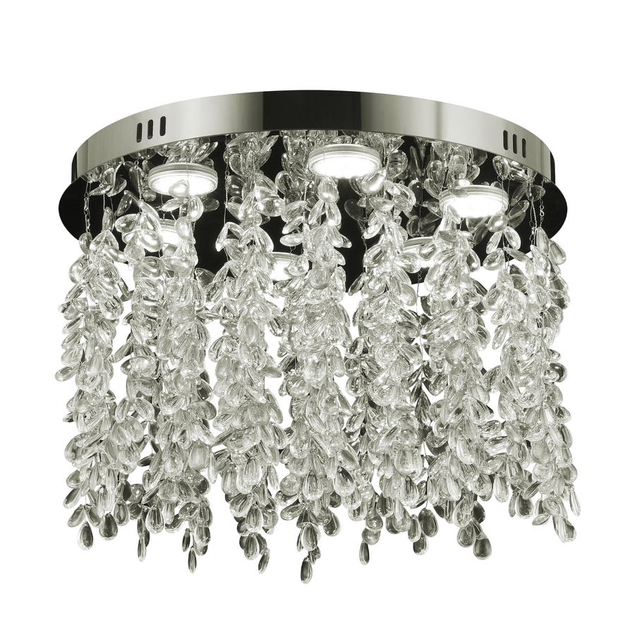 Lustre LED en cristal LLC210/400CH rond, 22 W, lumière froide/chaude/neutre, cristal, chrome brillant
