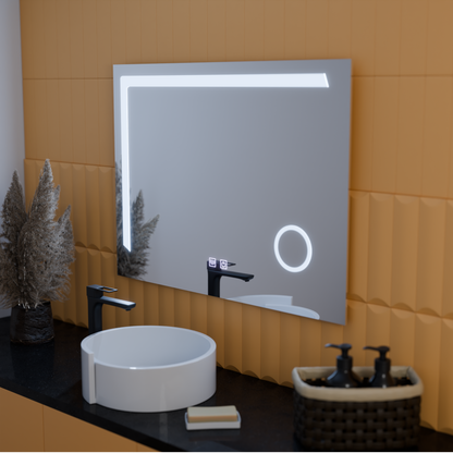 Miroir LED rectangulaire, 80x60cm, Linea Touch, système anti-buée, intensité variable