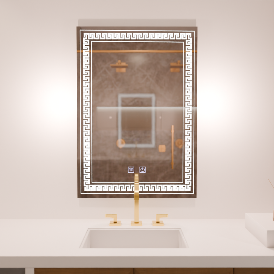 Miroir LED rectangulaire, 60x80cm, Touch Vivido, Système anti-buée, Intensité variable