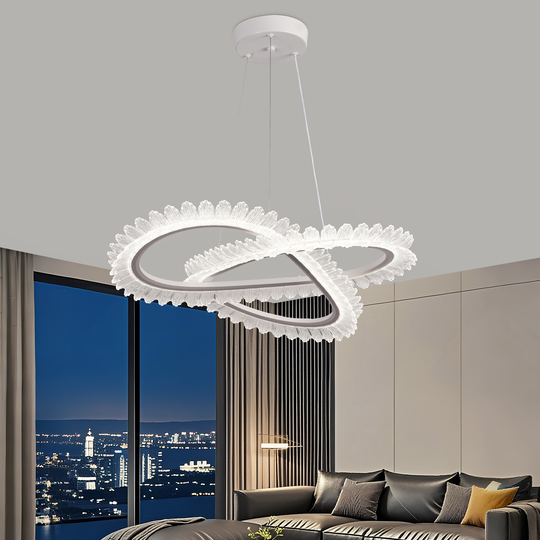 Lustre LED avec télécommande LT187WH, cristal et métal, 52 W, variable, hauteur réglable, lumière froide/chaude/neutre, éclairage de luxe Lustres LED avec télécommande Titre par défaut Alessandro Design