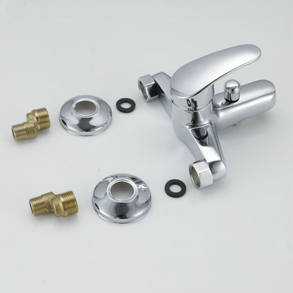 Mitigeur de baignoire, pomme de douche et flexible inclus, alliage, cartouche céramique, chrome, CD001