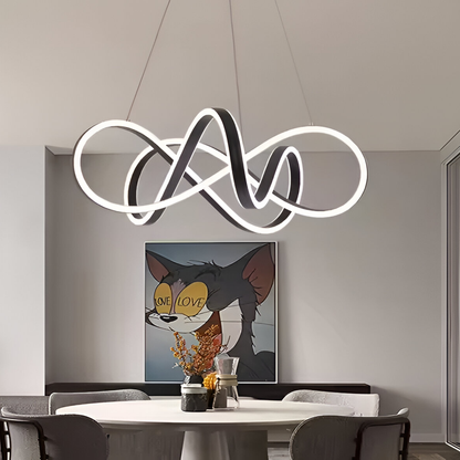 Lustre LED suspendu avec télécommande INFINITY HALO 69W, Lumière Froide/Chaude/Neutre, Dimmable, Noir, Hauteur Réglable