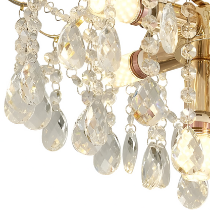Lustre en cristal Fiamma, 6x E14, diamètre 45 cm, doré, métal et cristal