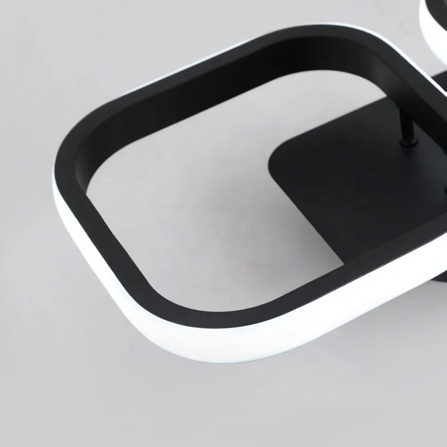 Lustre LED VERTEX 11W, 2 Carrés, Linéaire, Lumière Froid/Chaud/Neutre, Noir