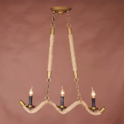 Rope Chandelier, 3*E27, Brown, Metal and String LV572/3BK