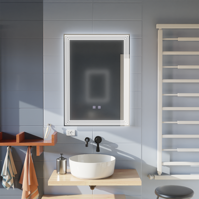 Miroir LED rectangulaire, anti-buée, 50x70cm, ADIS Basic Touch