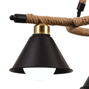 Lustre suspendu vintage, LV571/3BK, 3*E27, marron, métal et ficelle