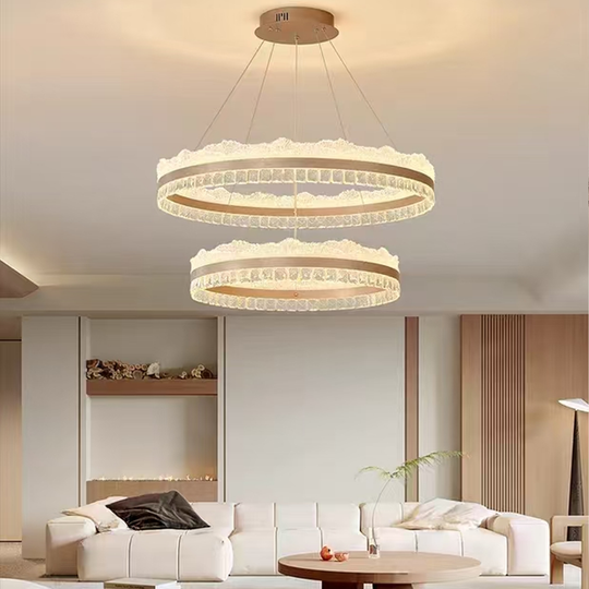 Lustre LED suspendu avec télécommande NIVALIS, 126W, Lumière Froide/Chaude/Neutre, Dimmable, Hauteur réglable, Lustres LED dorés avec télécommande Default Title Alessandro Design