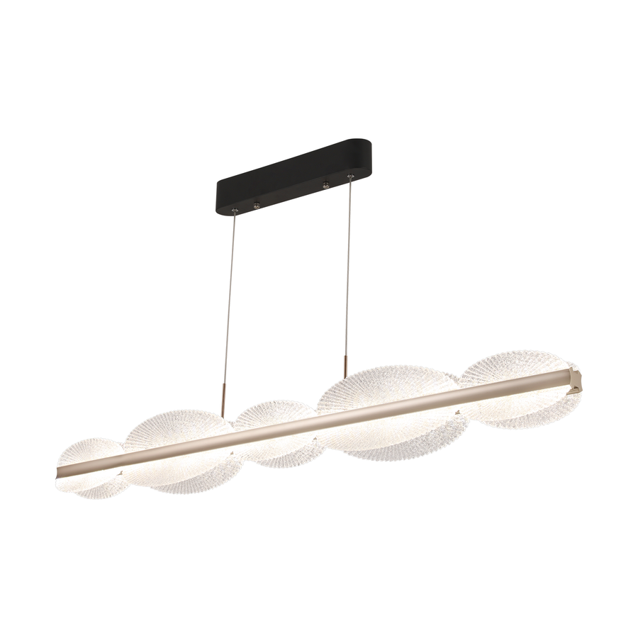 Lustre LED suspendu avec télécommande ISOTTA 105W, Lumière Froid/Chaud/Neutre 3000K/4000K/6000K, Dimmable, Hauteur réglable, Noir et Argent, Métal et Cristal