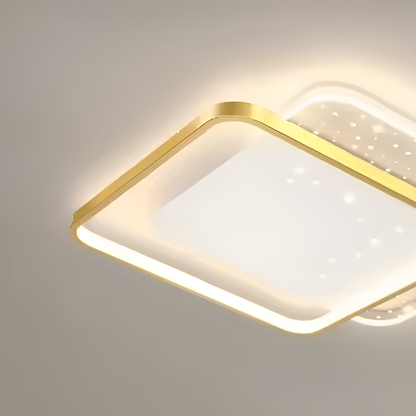 Lustre LED avec télécommande GILDRA 48W, 2 Carrés, Lumière Froide/Chaude/Neutre, Dimmable, Or