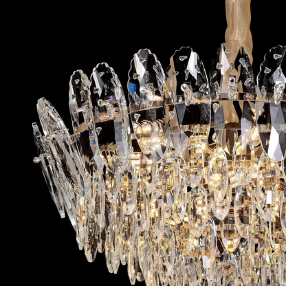 Lustre en cristal, Magno 11xE14, diamètre 60 cm, doré brillant, hauteur réglable, métal et cristal