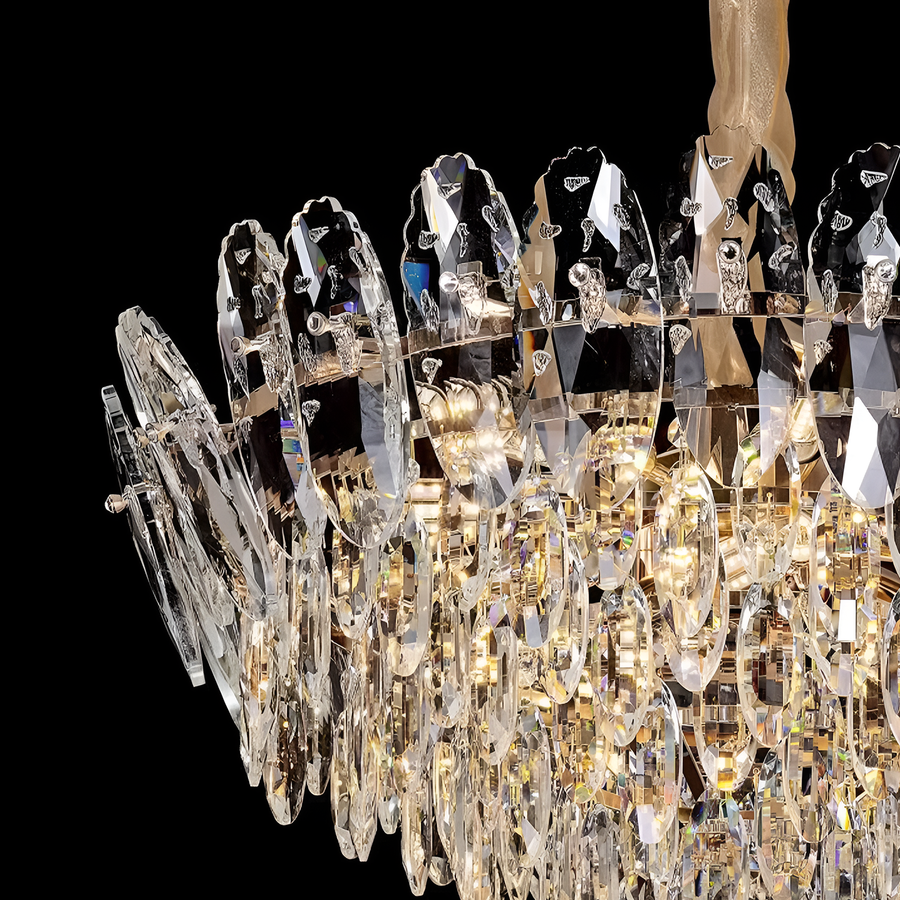 Lustre en cristal, Magno 11xE14, diamètre 60 cm, doré brillant, hauteur réglable, métal et cristal