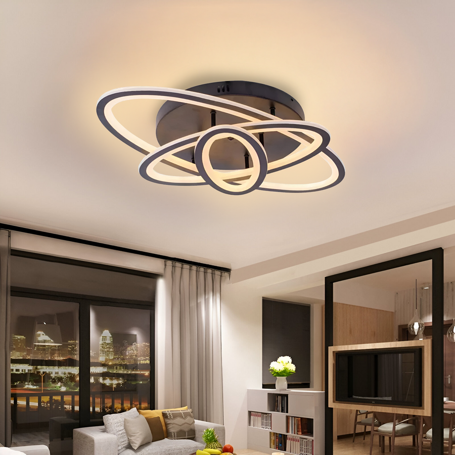 Lustre LED avec télécommande TIANA 83W, 3 Ellipse, Lumière Froide/Chaude/Neutre, Dimmable, Noir