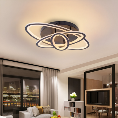 Lustre LED avec télécommande TIANA 83W, 3 Ellipse, Lumière Froide/Chaude/Neutre, Dimmable, Noir