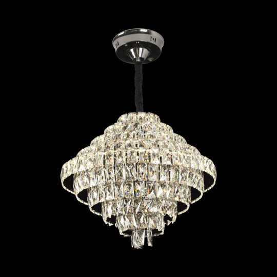 Lustre en cristal opale avec télécommande, 110 W, diamètre 35 cm, 3000K/4000/6000K, chrome brillant, lustres en cristal à hauteur réglable Titre par défaut Alessandro Design