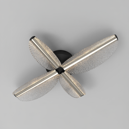 Lustre LED avec télécommande TULLIO 43W, 4 pétales, lumière froide/chaude/neutre, variable, noir