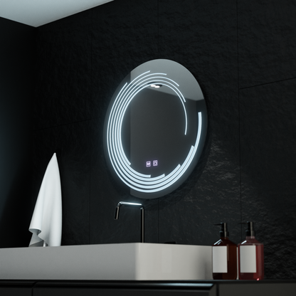Miroir LED rond, 60 cm, Lira Touch, système anti-buée, intensité variable