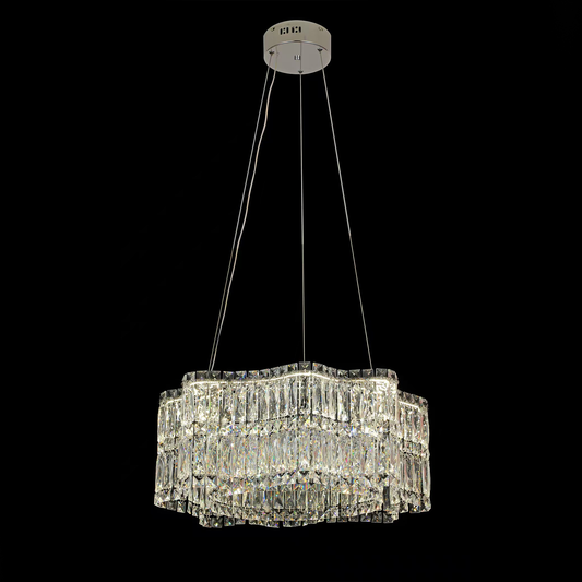 Lustre LED en cristal avec télécommande Regalis CC576/1000CH, 60W, lumière chaude/froide/neutre 3000K/4000K/6000K, hauteur réglable, lumière variable, métal et cristal