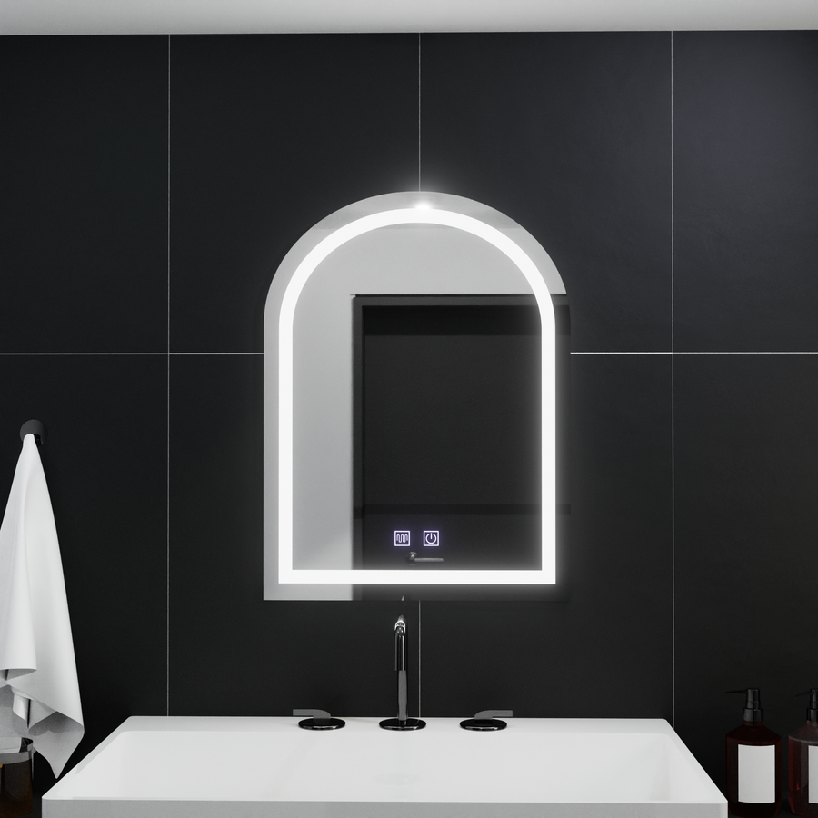 Miroir LED arqué 60x80cm, Arco Touch, système anti-buée, intensité variable
