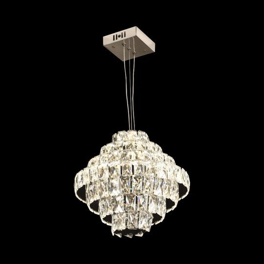 Lustre en cristal opale avec télécommande, 60W, diamètre 35 cm, 3000K/4000/6000K, chrome brillant, lustres en cristal à hauteur réglable Titre par défaut Alessandro Design