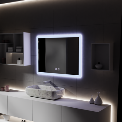 Miroir LED rectangulaire, 80x60cm, Touch VENERA, Système anti-buée, Gradable