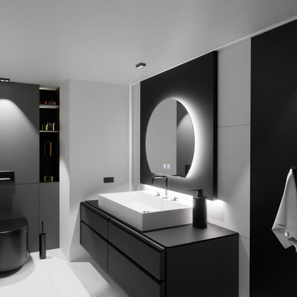 Miroir LED demi-lune, 60x54, Soluna Touch, Système anti-buée, Gradable