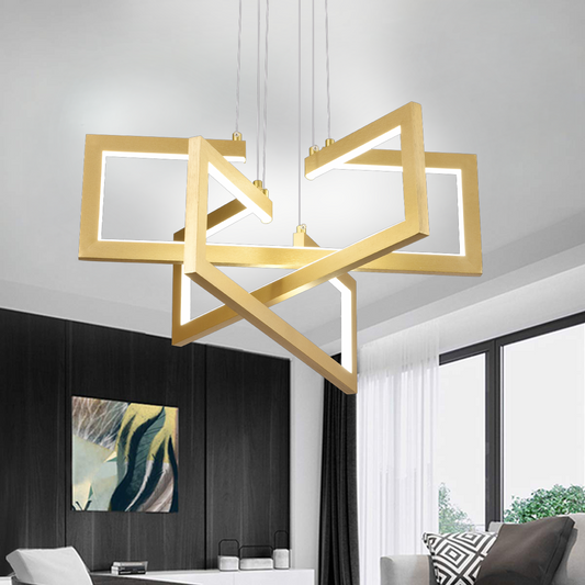 Lustre LED avec télécommande, Suspendu 71W, 3 Éléments, Lumière Froid/Chaud/Neutre, Dimmable, Hauteur réglable, Doré