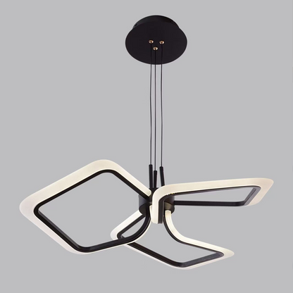 Lustre LED suspendu avec télécommande RIMINI 58W, 3 Carrés, Lumière Froid/Chaud/Neutre, Dimmable, Noir