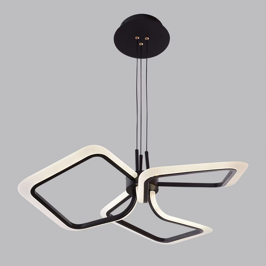 Lustre LED suspendu avec télécommande RIMINI 58W, 3 Carrés, Lumière Froid/Chaud/Neutre, Dimmable, Noir