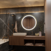 LUSSO Miroir Tactile LED, Système Anti-buée, Horloge et Température, 70 cm, Cadre Or Brossé