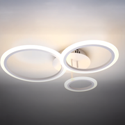 Lustre LED avec télécommande BETTY 40W, 3 Cercles, Lumière Froide/Chaude/Neutre, Dimmable, Blanc, Métal et Acrylique