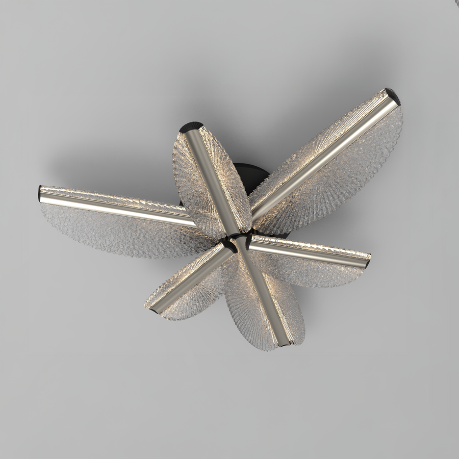 Lustre LED avec télécommande TULLIO 67W, 6 pétales, lumière froide/chaude/neutre, variable, noir