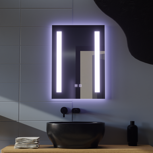 Miroir LED rectangulaire, 50x70cm, C206S/50X70 Touch, Système anti-buée, Intensité variable