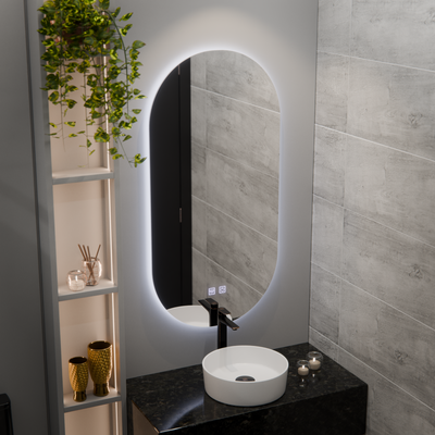 Miroir LED ovale, 50x100cm, Velara Touch, système anti-buée, intensité variable