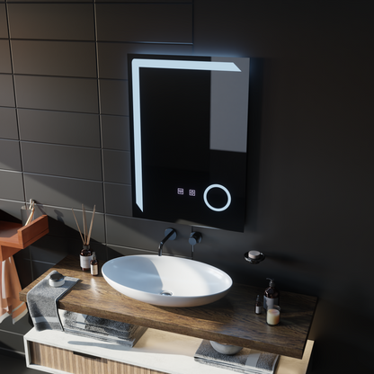 Miroir LED rectangulaire, 60x80cm, Linea Touch, système anti-buée, intensité variable