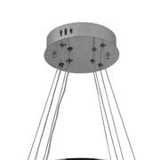 Lustre LED suspendu avec télécommande et cristal 36W, 2 Cercles, Lumière Froid/Chaud/Neutre, Dimmable, Chrome Brillant, Hauteur Réglable