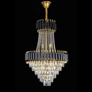 Lustre en cristal CC900/800X1200, 23xE14, diamètre 80 cm, hauteur 120 cm, or brillant et noir, hauteur réglable, design élégant