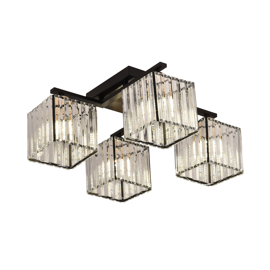 Lustre géorgien, LC111/4BK, 4x E27, Noir, Métal