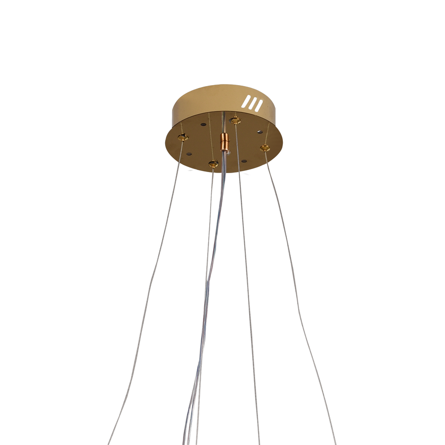 Lustre LED avec télécommande, LLC160/500GD, cristal et métal, 120 W, intensité variable, hauteur réglable, lumière froide/chaude/neutre, éclairage luxueux