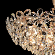 Lustre en cristal, Elégance 7xE27, diamètre 40 cm, doré brillant, hauteur réglable, métal et cristal