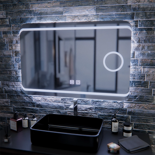 Miroir LED E30S/65X45, fonction tactile et anti-buée, lumière cosmétique, 65x45cm, lumière froide 6000K