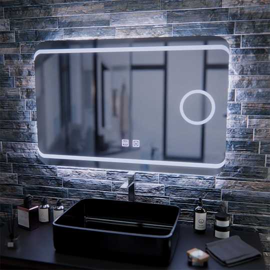 Miroir LED E30S/65X45, fonction tactile et anti-buée, lumière cosmétique, 65x45cm, lumière froide 6000K