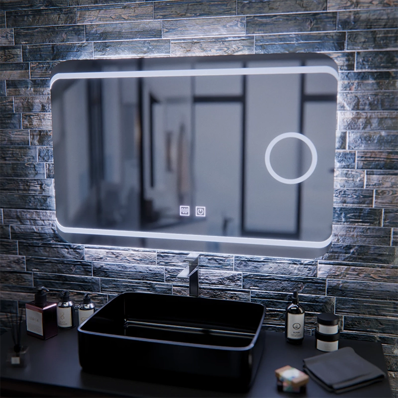 Miroir LED E30S/65X45, fonction tactile et anti-buée, lumière cosmétique, 65x45cm, lumière froide 6000K