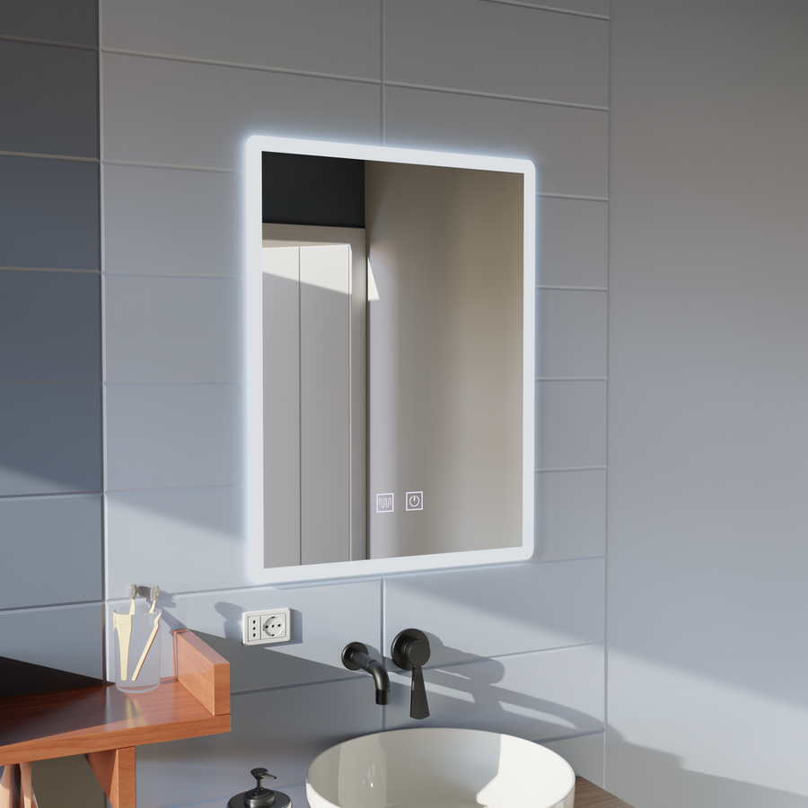 Miroir LED rectangulaire, 45x60cm, Touch VENERA, Système anti-buée, Gradable