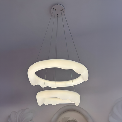 Lustre LED suspendu avec télécommande, AMADEO, 89W, Lumière Froide/Chaude/Neutre, Intensité Variable, Hauteur Réglable, Blanc
