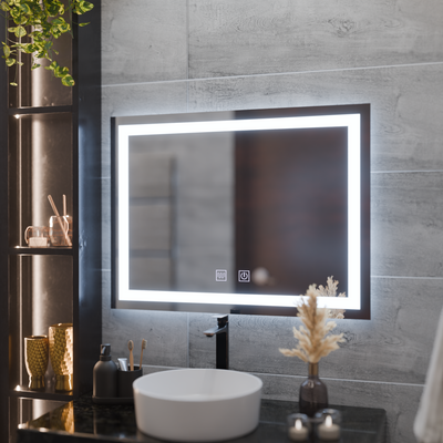 Miroir LED rectangulaire, 80x60cm, RADIANTE Touch, Système anti-buée, Gradable