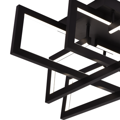 Lustre LED avec télécommande 96W, 4 éléments, Lumière froide/chaude/neutre, Dimmable, Noir