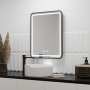 Miroir LED rectangulaire, 60x80cm, EDGE Touch, système anti-buée, cadre noir