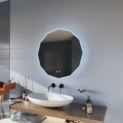 Miroir LED rond, 80 cm, VIVO Touch, système anti-buée, intensité variable
